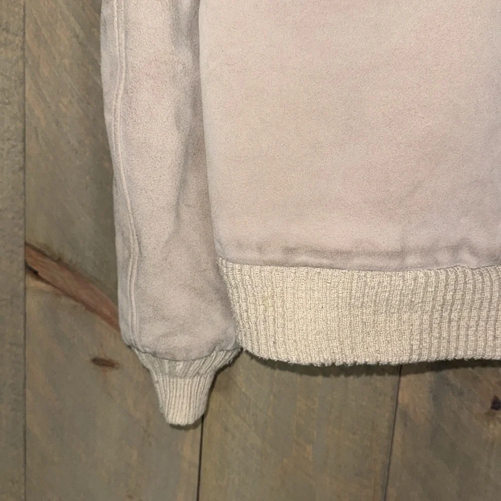Vintage William Barry tan suede hoodie jacket with Sherpa lining Size 42 Long